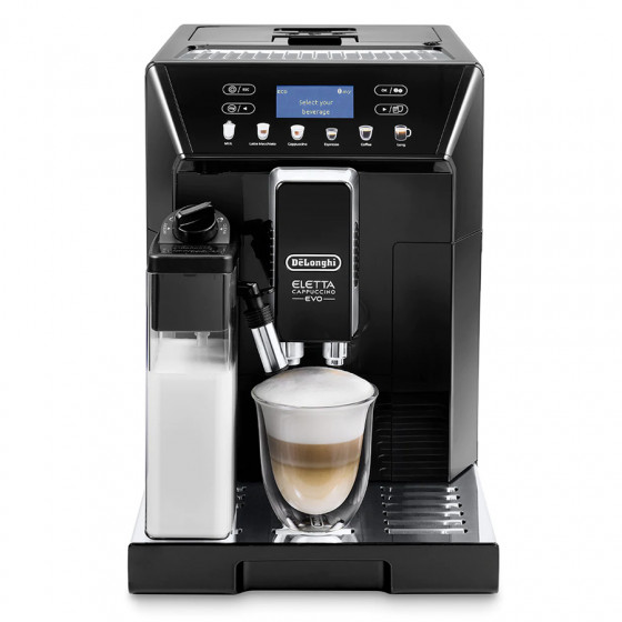 Robot café Delonghi Eletta ECAM 46.860B et 3 paquets de 250g de café en grains, 2 verres expresso 8,5cl et 1 tote bag offerts