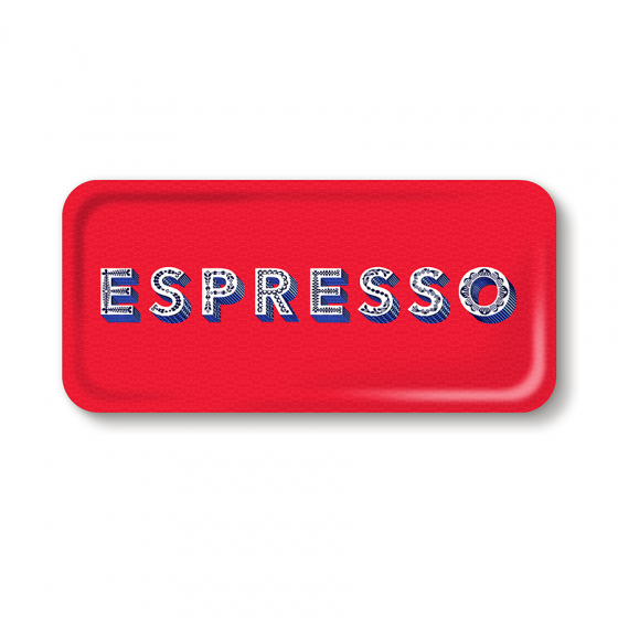 Plateau en bois rouge Espresso 32x15cm